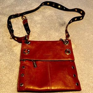 Brown leather small hobo bag